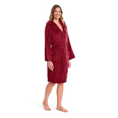 Caleffi Badrock, kvinnor, män, huva, av mjuk frotté 450 g/m², tvättbar vid 40 °C, torktumlare, storlek 1009881, bordeaux, L unisex vuxna, bordeaux, Bordeaux