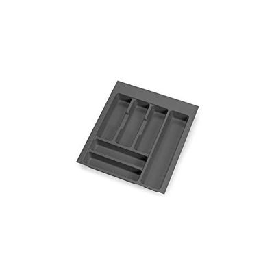 Emuca - Organizzatore di posate, organizzatore cassetto cucina, vaschetta portaposate, 6 scomparti, modulo 45 cm, plastica, Grigio Antracite