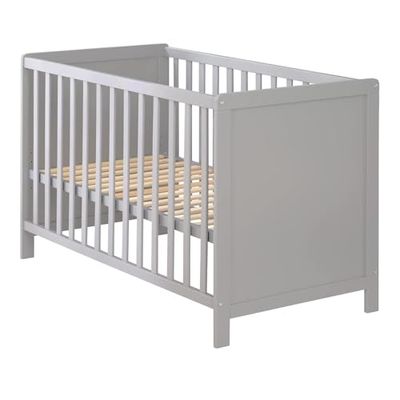 Roba Cuna 2en1 60 x 120 cm + Colchón Safe Asleep® - Cama Infantil y Colecho Ajustable en Altura - 5 Barrotes Removibles - Madera Gris