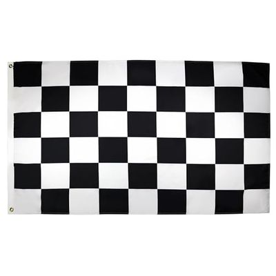 AZ FLAG - Bandera A Cuadros Negros Y Blancos - 250x150 cm - Gran Bandera De Carreras Automoviles - Negro Y Blanco 100% Poliéster Con Ojales de Metal integrados - 300g - Colores Vivos Y Resistente A La Decoloración