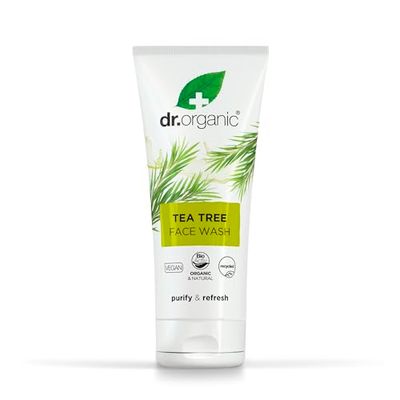 Dr Organic Tea Tree Face Wash, Cleansing, Purifying, Mens, Womens, Oily Skin, Natural, Vegan, Cruelty-Free, Paraben & SLS-Free, Organic, Recycled & Recyclable, Organic, 200ml, Packaging may vary