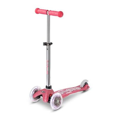 micro™ Mini micro Deluxe Fairy Glitter led, in hoogte verstelbaar, het origineel, kinderstep vanaf 2 jaar, inclusief led-wielen, jongens en meisjes van 2-5 jaar (roze)