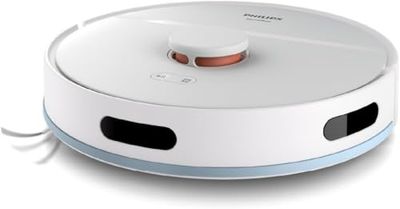 Philips Homerun Serie 2000 2° Gen: robot di aspirazione e pulizia 2 in 1, potenza di aspirazione 6.000 pa 130 minuti di autonomia, navigazione laser, tappeto boost, controllo app, bianco artico