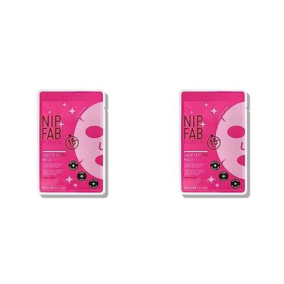 Nip + Fab Salicylic Acid Fix Sheet Mask for Face with Salicylic Acid, Hyaluronic Acid, Lotus Flower BHA Facial Mask, 24ml (Pack of 2)