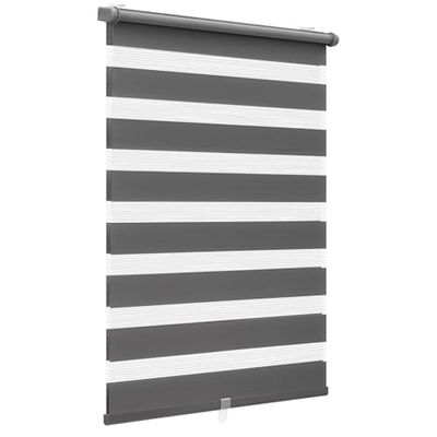 Sekey Estor Doble con fijación sin Agujeros para Ventanas, Estor Doble, 110 cm de Ancho, 110 x 150 cm, Color Gris Oscuro