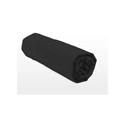 Lençol-capa 100% algodão, 57 fios/cm², tamanho 140 x 190 cm, preto, gorro de 25 cm, tecido ajustado, respirável, lavável