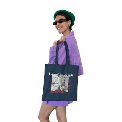 REPUBLIC OF CALIFORNIA Tote Bag L'Amour a Killed Mon Amie – Humorous and Practical Shopping Bag, Marine, 38 X 42 CM, Utility