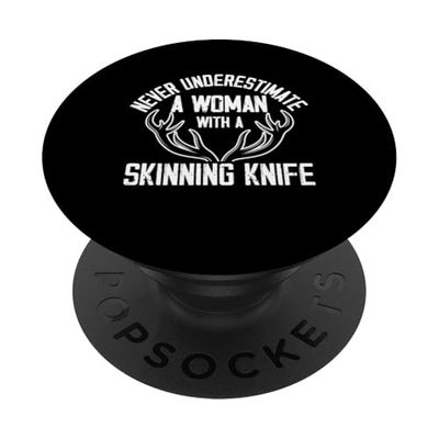 Nunca subestimes a una mujer con un cuchillo de pelar la taxidermia PopSockets PopGrip Adhesivo