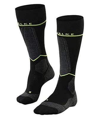 FALKE SK Energizing Wool M Kh lana filo funzionale con compressione 1 paio, Calzini da sci Uomo, Nero Black-Lightning 3171, 43-46