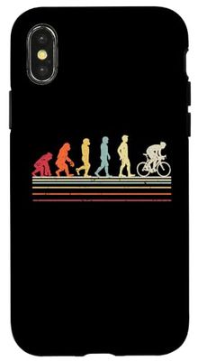 Custodia per iPhone X/XS Retro Vintage Evoluzione dell'uomo Ciclista Ciclista