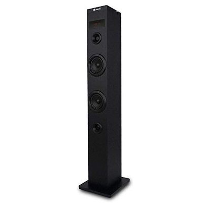 NGS SKY CHARM - 50 W Bluetooth-Geluidstoren met Afstandsbediening, Optische Ingang, USB, FM-Radio en AUX IN (Zwart)