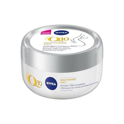 NIVEA Q10 - Baume Corps Multi Power 4-En-1 Fermeté + Remodelant - Hydrate & Soutient L'Élasticité De La Peau - Q10 & Extrait De Soja - Raffermit Cuisses, Fesses & Ventre - Tous Types De Peaux - 300 ml