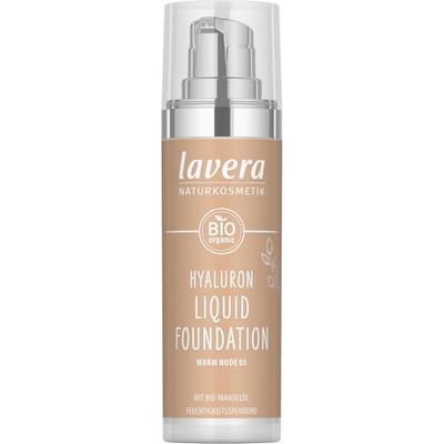 Lavera Hyaluron Liquid Foundation Warm Nude 03, Cosméticos Naturales, Vegano, Textura Sedosa, Ligera, Libre de Aceite Mineral, Ácido Hialurónico Natural y Aceite de Almendras Orgánico – 30ml