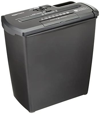 Amazon Basics Destructeur de Documents/Cartes de crédit/CD , 7-8 Feuilles Coupe de bande, Noir