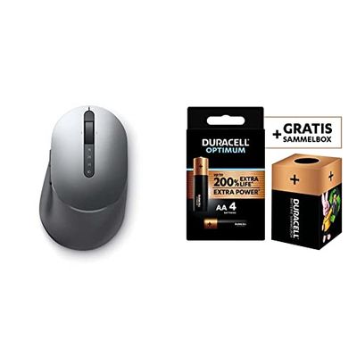 Dell Souris sans Fil Multi-Device – MS5320W + Duracell - Nouveau Piles alcalines AA Optimum, 1.5 V LR6 MX1500, Paquet de 4