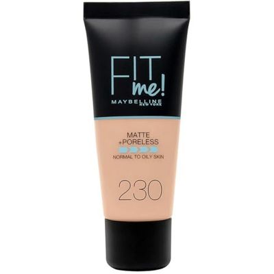 Maybelline Fit Me Foundation, Medium Coverage, Blendable With a Matte and Poreless Finish, For Normal to Oily Skin, Shade: 230 Natural Buff, 30ml
