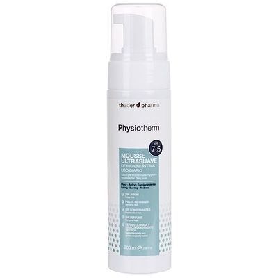 Mousse ultra-douce pour l'hygiène intime pH 7.5 Physiotherm pour démangeaisons, brûlures ou rougeurs, 200 ml