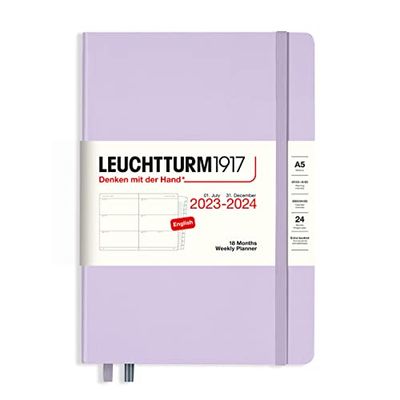LEUCHTTURM1917 367596 weekkalender medium (A5) 2024, 18 maanden, lila, Engels