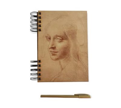 Notebook con copertina in legno, agenda formato A5, 100 fogli bianchi 80 gr