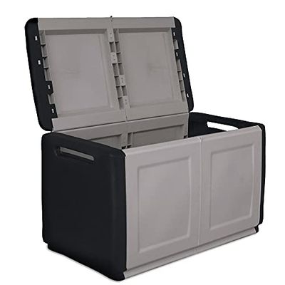 Art Plast - Coffre de rangement 230L Gris Noir 96 x 53 x H57cm Poignées de transport Design Jardin Extérieur