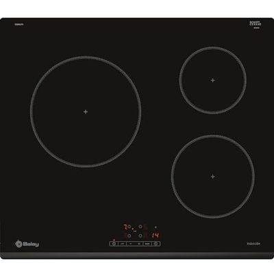 Balay 3EB864FR - Comptoir, Induction, Induction, Incastrable, 60 cm, 3, Noir/Lunette avant, Contrôle tactile facile à utiliser, Zone 24 cm
