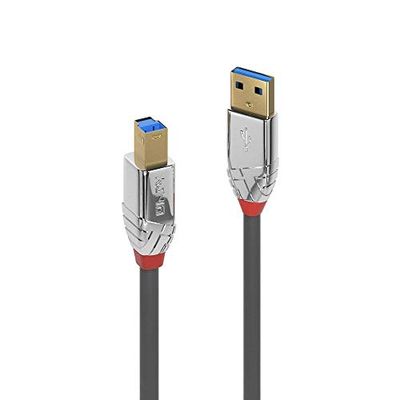 Lindy 0.5m USB B 3.0 Cable, USB-A Male to USB-B 3.0 Male Type B, Monitor, for External Hard Drive, Scanner, Printer, Cromo Line