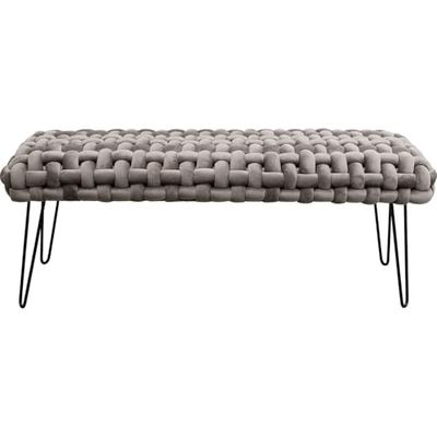 Kare Banc Design Weave - Gris - avec Motif tressé - Charge maximale : 110 kg - pour 1 à 2 Personnes - Facile d'entretien - pour Chambre à Coucher - Banc pour Couloir - Pieds en Acier - 45 x 128 x 50