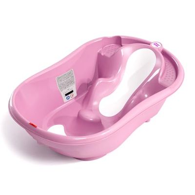 OKBABY Onda Evolution - Cómoda bañera antideslizante para el baño del bebé - para bebés de 0 a 12 meses - Fucsia