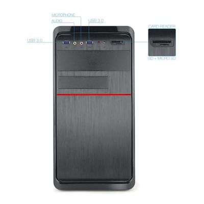 La Caja minitorre mATX TQC-4745DU3C-B combina diseño Compacto y funcionalidad. Cuenta con una Fuente de alimentación de 500W y es Compatible con Tarjetas de tamaño estándar.
