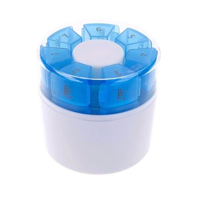 First Aid Only pilulier 7 jours | Boîte à médicaments avec 4 compartiments pour le matin, le midi, le soir et la nuit | Avec diviseur de pilules et mortier | P-10000