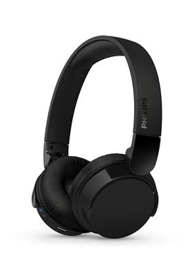 Philips TAH4209BK Auriculares on-Ear Ligeros Bluetooth, Aislamiento pasivo del Ruido, 55 Horas de reproducción, Sonido Natural, Llamadas nítidas, Graves dinámicos, 2 Horas de Carga USB-C, 2024, Negro