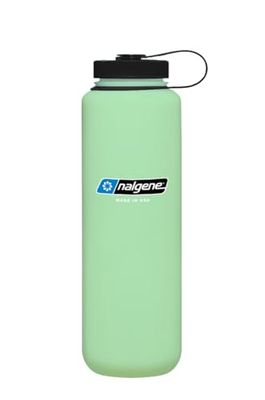Nalgene Sustain Tritan BPA-vrije waterfles gemaakt van materiaal afgeleid van 50% plastic afval (met behulp van ISCC gecertificeerde massabalance), 40 oz, brede mond, gloeiend groen