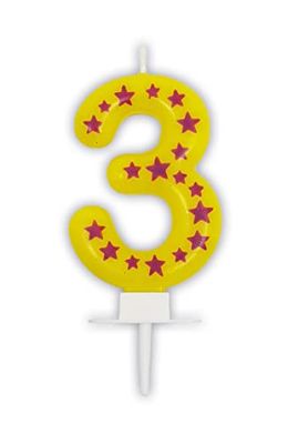 Procos 89166 - cijferkaars 3, decoratie, taartkaars, verjaardagskaars