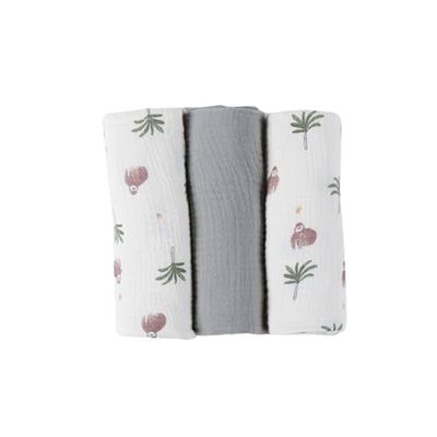 Noukie's - Lot de 3 Langes Mix & Match - 70x70cm - Mousseline Coton - Gorille
