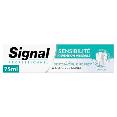 SIGNAL - Professionnel Dentifrice Prévention Minérale - Complet - des dents 4x plus fortes - 88% d'ingrédients d'origine naturelle - 75ml