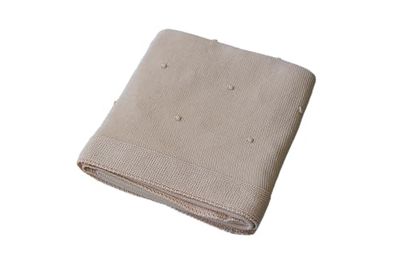 Italbaby Couverture en Maille pour lit bébé, Taille 110 x 150 cm, Pois Taupe