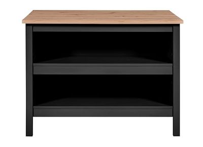 Inter Link - Keukeneiland - middeneiland - werkblad - keukenkast met planken - melamine gecoat - lengte 124 cm - hoogte 82 cm - diepte 75 cm - Helina zwart/Artisan