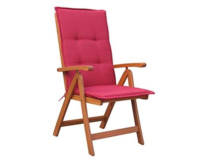 GRASEKAMP Qualität seit 1972 10290 Grasekamm Santos-Sillón Plegable con cojín, Color Rojo, Madera, marrón, 57x60x109 cm