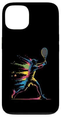 Jugador de tenis colorido para hombres, mujeres y niños jugando al tenis Carcasa para iPhone 13