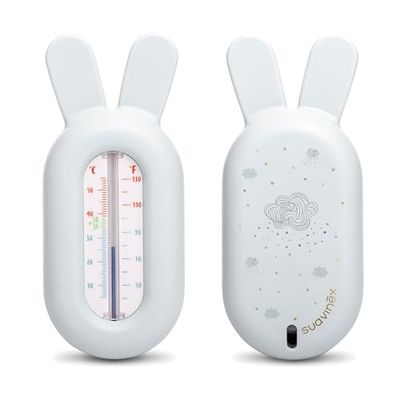 Suavinex, badtermometer baby +0 månader, vattentermometer, utan kvicksilver, exakt och med färgskala, robust och lätt att dedikera, drömmar blå
