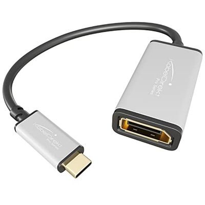 KabelDirekt – Adaptateur USB C sur DisplayPort DP – 0,15m – (jusqu'à 4K/60Hz, USB C 3.1 und Thunderbolt 3, pour MacBook Pro 2016/2017, MacBook 12" et Autres appareils) –