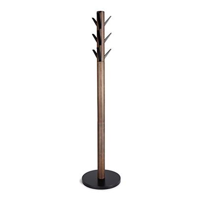 Umbra Cabide, cabide de roupa, guarda-chuvas e organizador de chapéus em forma de Flapper, ideal para entrada, madeira, preto e nogueira