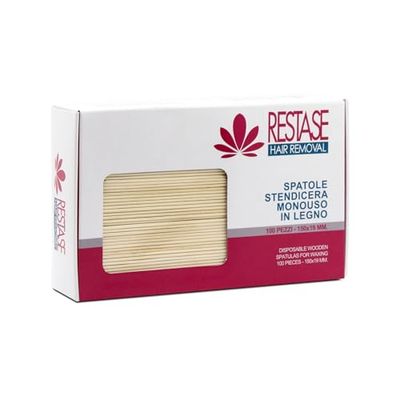 RESTASE | Spatole Stendi Cera, 100 Pz, per Cera Depilatoria, in Legno Monouso