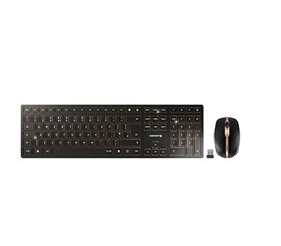 CHERRY DW 9100 SLIM, draadloze desktopset, Italiaanse lay-out (QWERTY), Bluetooth & 2,4 GHz RF, stille toetsen, oplaadbaar, brons/zwart