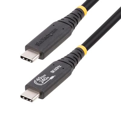 StarTech.com Câble USB4 de 50cm 40Gbps, 240W (5A) PD, 8K 120Hz/4K 240Hz DP Alt Mode, Certifié USB-IF - Compatible Thunderbolt