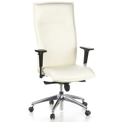hjh OFFICE 600010 Ergonomische bureaustoel MURANO 20, Koe nappaleer, Computer Office Chair, draaibarebureaustoel, Wit