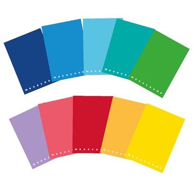Pigna Quaderni A5 Monocromo, interno 5M, quadretto 5 mm., carta 80 gr., Copertine Assortite, Formato A5 15x21 cm, 10