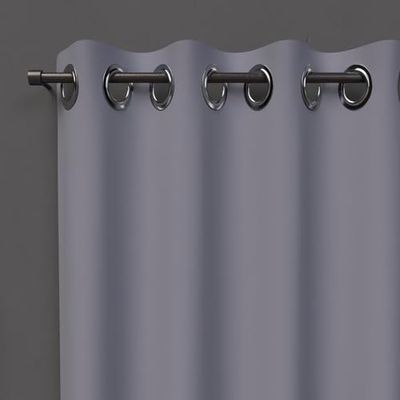Soleil d'ocre Cortina con Ojales Blackout, Gris, 140 x 250 cm