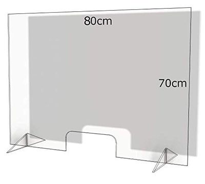 Perspex Spit Protection 80 x 70 cm Virus Protection Cough Protection Sneezing Protection Counter Top Table Top (80 x 70)
