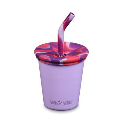 Klean Kanteen Kid Cup roestvrijstalen beker met rietdeksel, 284 ml, krokusbloemblad